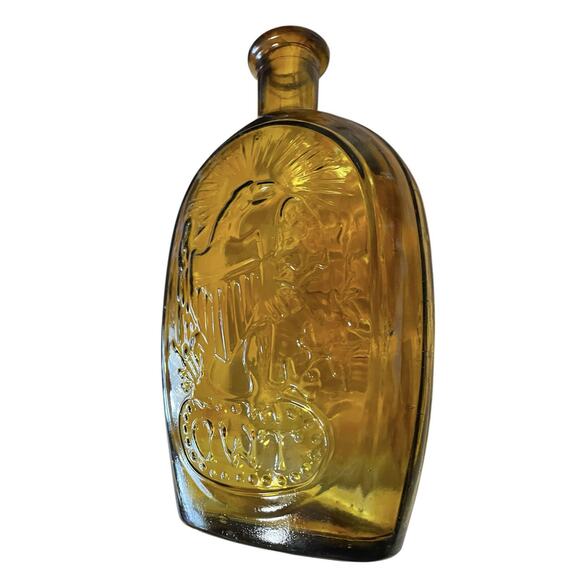 Franklin TWD Glass Bottle VTG Amber Embossed Eagle and Ship 8.75" Bicentennial - Picture 3 of 14